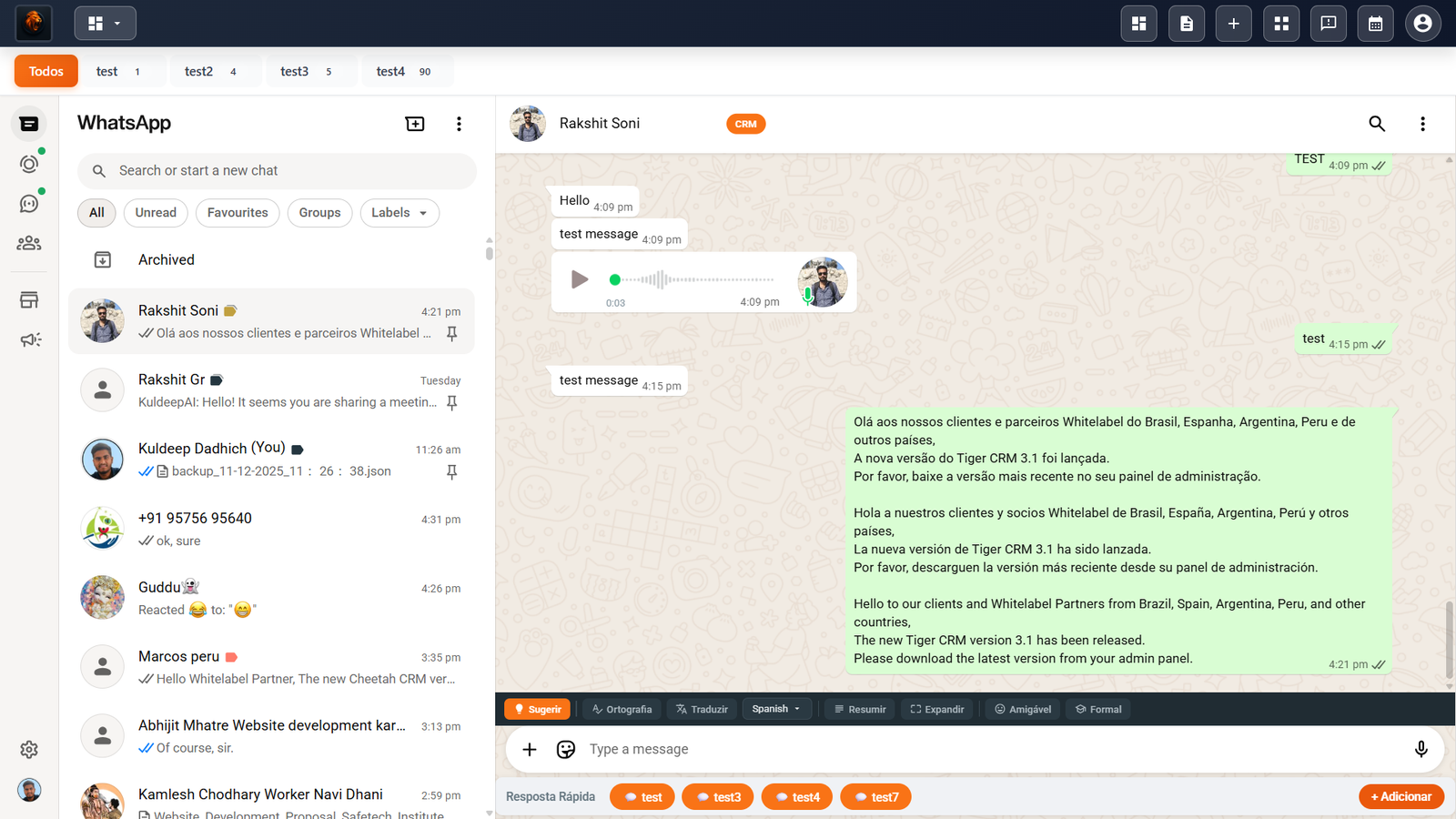 Lion CRM Chat Toolbar Feature
